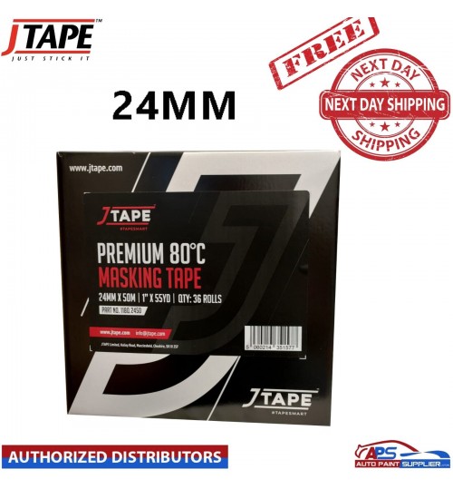 J Tape Premium Crepe Masking Tape Strong Adhesion Roll 24mm Box Of 36